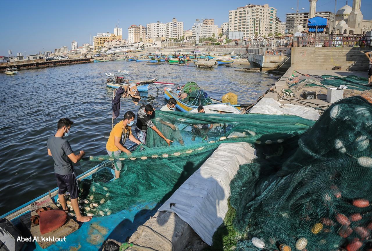 بعد أسبوعين من المنع الإسرائيلي شباك صيادي غزة تمتلئ بالأسماك