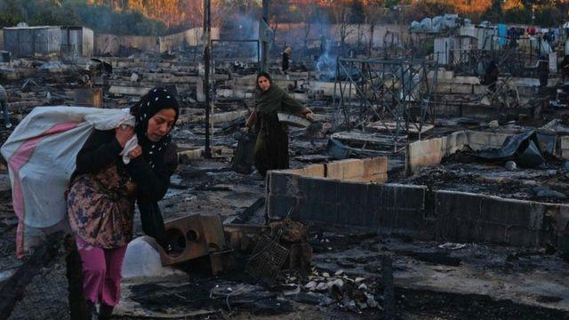 لبنان... ردود فعل واسعة على حريق مخيم اللاجئين السوريين